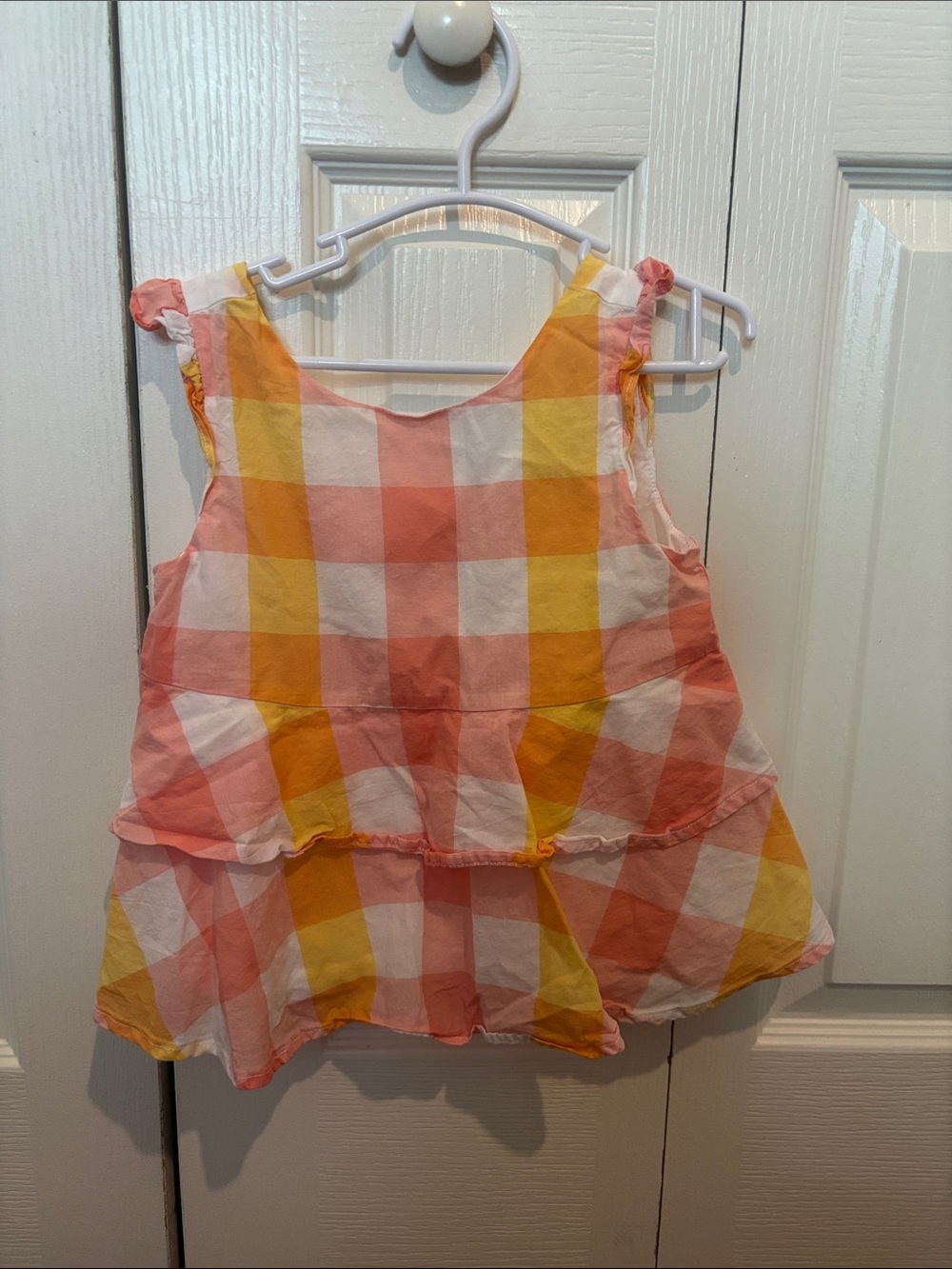 Janie and Jack Pink, Yellow & White Gingham Tiered Tank